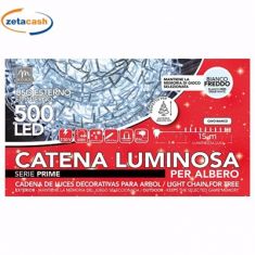 CATENA 500LED BIANCO FREDDO CAVO BIANCO 8 GIOCHI LUCE 20MT