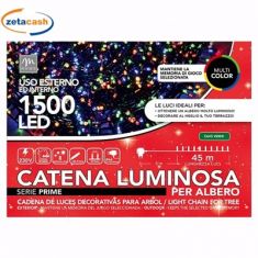 CATENA 1500LED MULTICOLOR CAVO VERDE 8 GIOCHI LUCE 50MT