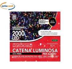 CATENA 2000 LED MULTICOLOR CAVO VERDE 8 GIOCHI LUCE 65MT