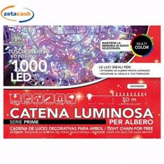 CATENA 1000LED MULTICOLOR CAVO BIANCO 8 GIOCHI LUCE 35MT