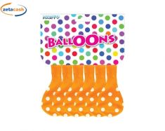 CONF 5 PALLONCINI ARANCIONI POIS BIANCHI