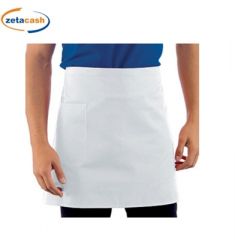 GREMBIULE VITA IN COTONE CON TASCA BIANCO 70X46CM