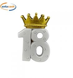CALAMITA RICORDO 18ANNI BIANCA CON CORONA ORO 5CM
