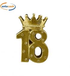 CALAMITA RICORDO 18ANNI DORATA CON CORONA 5CM