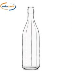 BOTTIGLIA COSTOLATA 1000CC VETRO TRASPARENTE TAPPO MECCANICO