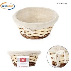 CESTO IN VIMINI FODERATO TONDO D 20 X H 8 CM