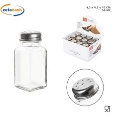 SPARGIPEPE IN VETRO TRASPARENTE CON TAPPO ARGENTO 50 ML