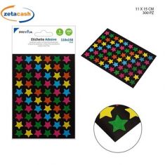 ETICHETTE ADESIVE STELLE COLORATE 5 FOGLI 110X150MM