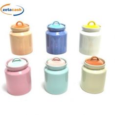 BARATTOLO IN CERAMICA COLORATA 980ML D12XH16CM COL ASS