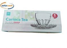 TAZZE THE 6PEZZI VETRO TRASP CARIOCA CON PIATTINO 220ML