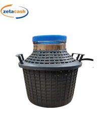 DAMIGIANA 5LT BOCCA LARGA VETRO CON CESTINO 2MAN E TAPPO