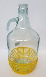 DAMIGIANA IN VETRO 5000 CC CON TAPPO IN CESTINO GIALLO