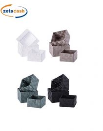 CESTI 3 PEZZI KATE QUADRATI IN POLIESTERE 18 16 14CM 4ASS