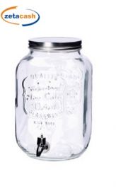 DISPENSER BIBITE VETRO TRASP COPERCHIO E RUBINETTO LATTA 8LT