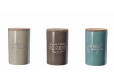 BARATTOLO CERAMICA CON COP BAMBOO D10XH18 3ASS