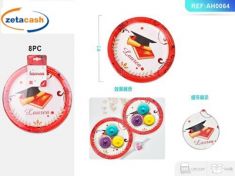 PIATTI CARTA MONOUSO 8 PEZZI FANTASIA LAUREA 23CM