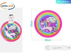 PIATTI CARTA MONOUSO 6 PEZZI FANTASIA UNICORNO 23CM