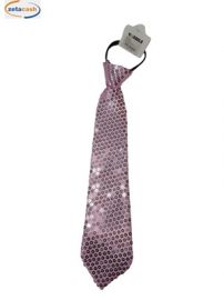 CRAVATTA PAILETTES ROSA PARTY 34X7 CM