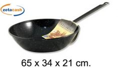 PADELLA FONDA SMALTATA NERA CON MANICO IN ACCIAIO 34CM