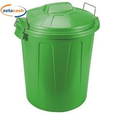 BIDONE PATTUMIERA CON MANIGLIE IN METALLO VERDE DA 100 LT