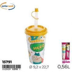 BICCHIERE PLAST VIENA FANT ANIMALI ASS CON CANNUCCIA E COP