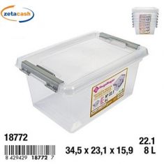 CASSA IN PLASTICA CON CHIUSURE LATERALI GRIGIE 8LT