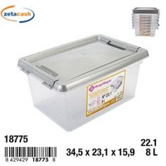 CONTENITORE PLASTICA TRASP CON COPERCHIO GRIGIO 8 LT