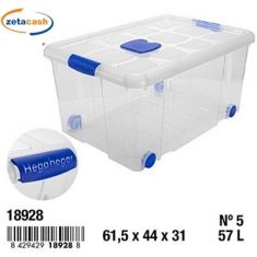 BOX PORTAOGGETTI CON RUOTE 57LT TRASPARENTE NR5 61X44XH31CM