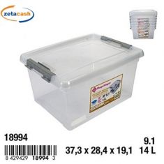 BAULE PLASTICA TRASP CON CHIUSURE LATERALI GRIGIE 14 LT