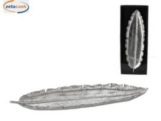 VASSOIO FOGLIA RESINA ARGENTATA 38X11XH3 CM