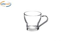 TAZZA CAFFE 3 PEZZI 10CL VETRO TRASPARENTE E MANICO ACCIAIO