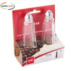 SALIERE IN VETRO CON TAPPO IN ACCIAIO 2 PEZZI