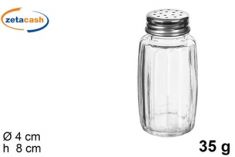 SALIERA PEPIERA IN VETRO TRASPARENTE CON TAPPO IN ACCIAIO