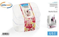CASSETTA ORGANIZER PORTACOSMETICI N 4 VASSOIO 14X9XH13CM