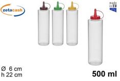 BOTTIGLIA SQUEEZE 500ML PLASTICA TRASPARENTE TAPPO COL ASS