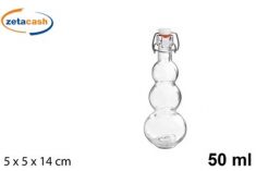 BOTTIGLIA IN VETRO TRASPARENTE CON TAPPO MECCANICO 50 ML