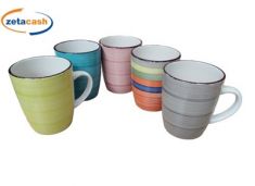 TAZZA MUG IN GRES DIPINTA A MANO 375ML COLORI ASSORTITI