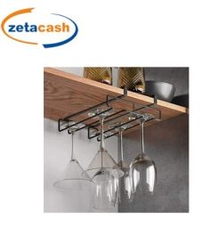 GOPLUS 39 Bottiglie E 12 Bicchieri Portabottiglie Da Parete, Con 6 File Di Bicchieri Portabottiglie Salvaspazio Per Cucina Soggiorno Sala Da Pranzo Struttura In Metallo Stile Industriale 77530674 - 3