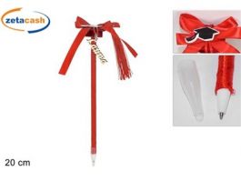 Stock 25 Penne A Sfera Laurea Con Tocco Nappa E Astuccio In Alcantara Rosso - Confezione Regalo